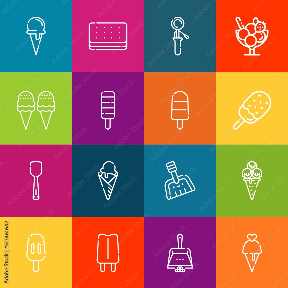 Poster modern thin line icons set of scoop elements. premium quality outline symbol collection. simple mono