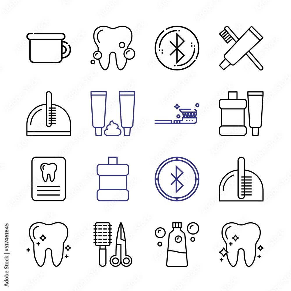 Poster tooth icon set with line icons. modern thin line style. suitable for web and mobile icon. vector ill