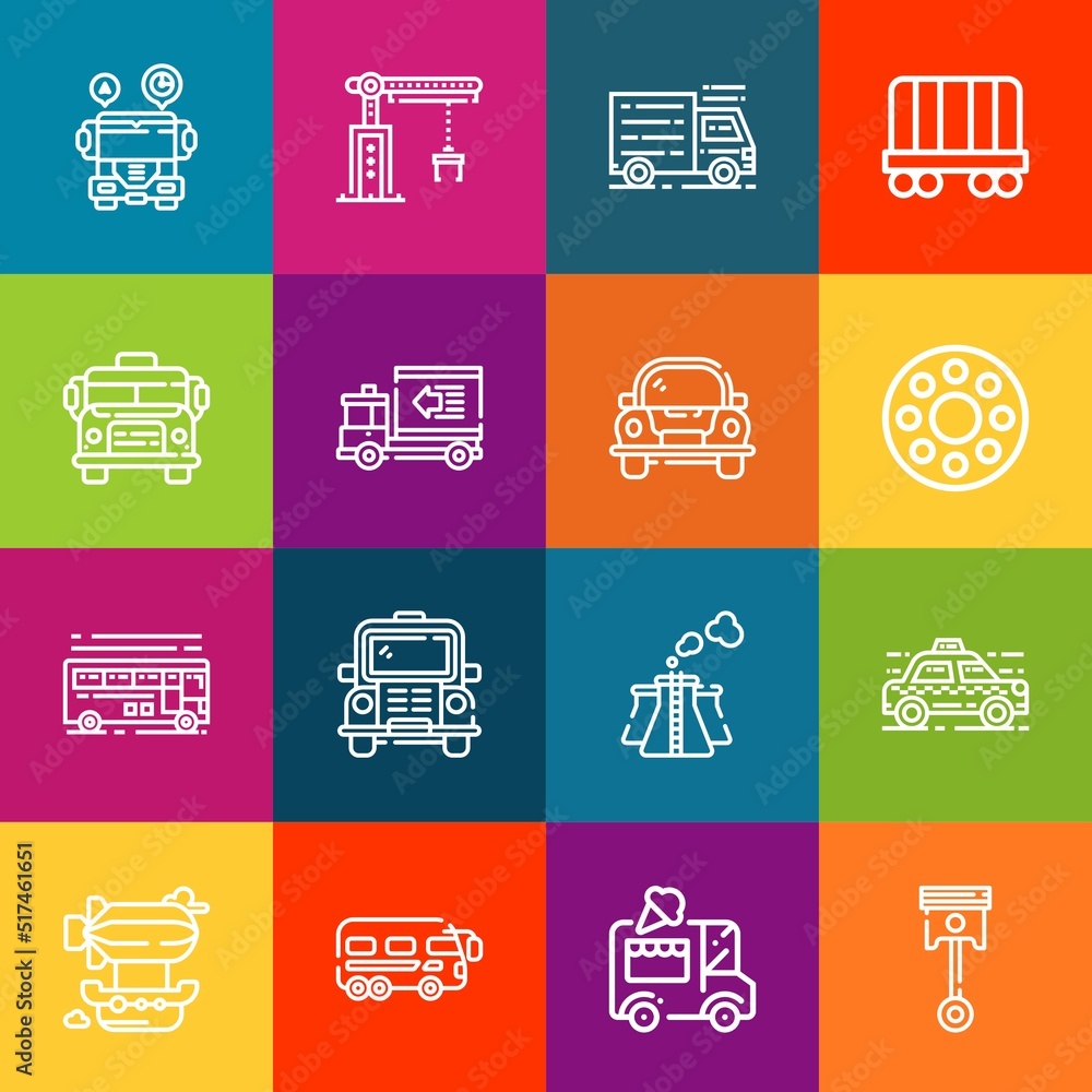 Poster modern thin line icons set of automobile elements. premium quality outline symbol collection. simple