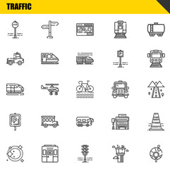 traffic vector line icons set. stop sign, plate and train Icons. Thin line design. Modern outline graphic elements, simple stroke symbols stock illustration