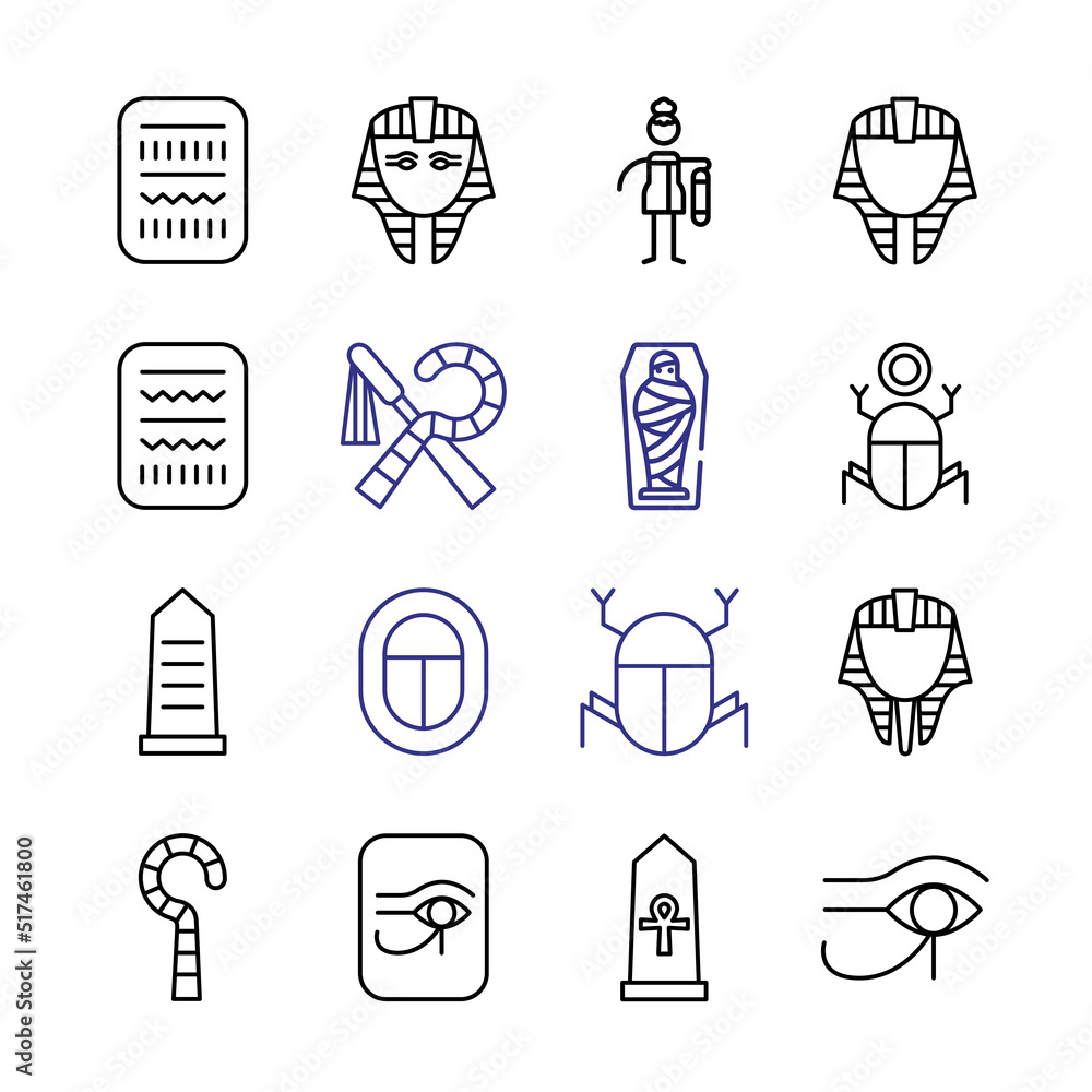 Aufkleber egyptian icon set with line icons. modern thin line style. suitable for web and mobile icon. vector 