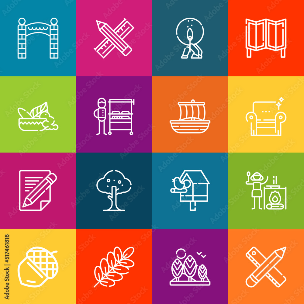 Aufkleber modern thin line icons set of wood elements. premium quality outline symbol collection. simple mono 