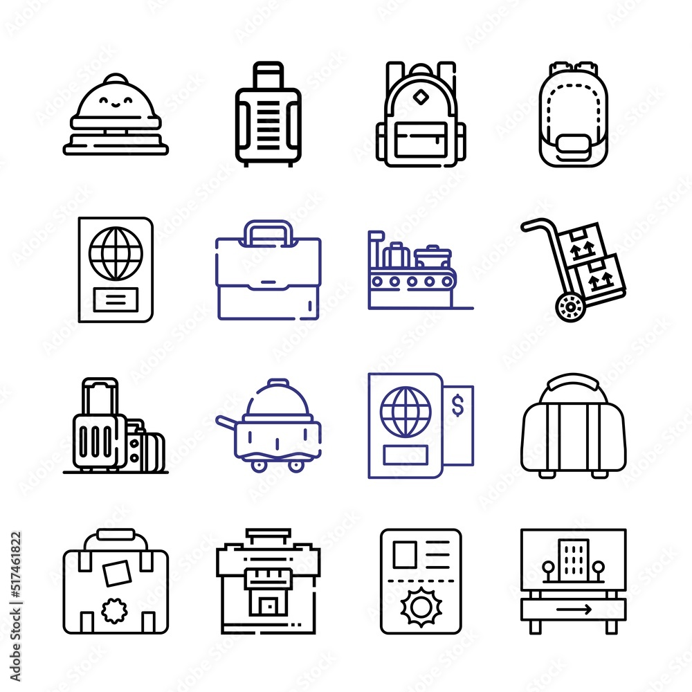 Aufkleber luggage icon set with line icons. modern thin line style. suitable for web and mobile icon. vector i