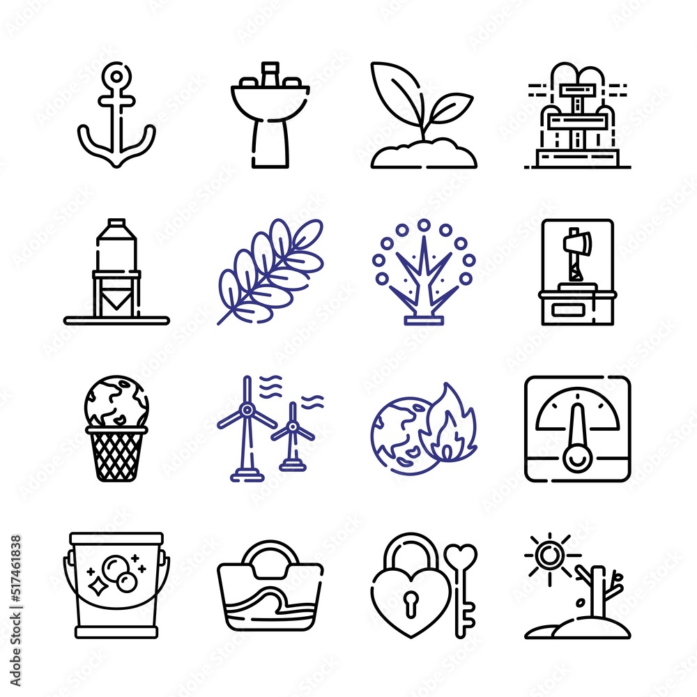 Poster iron icon set with line icons. modern thin line style. suitable for web and mobile icon. vector illu
