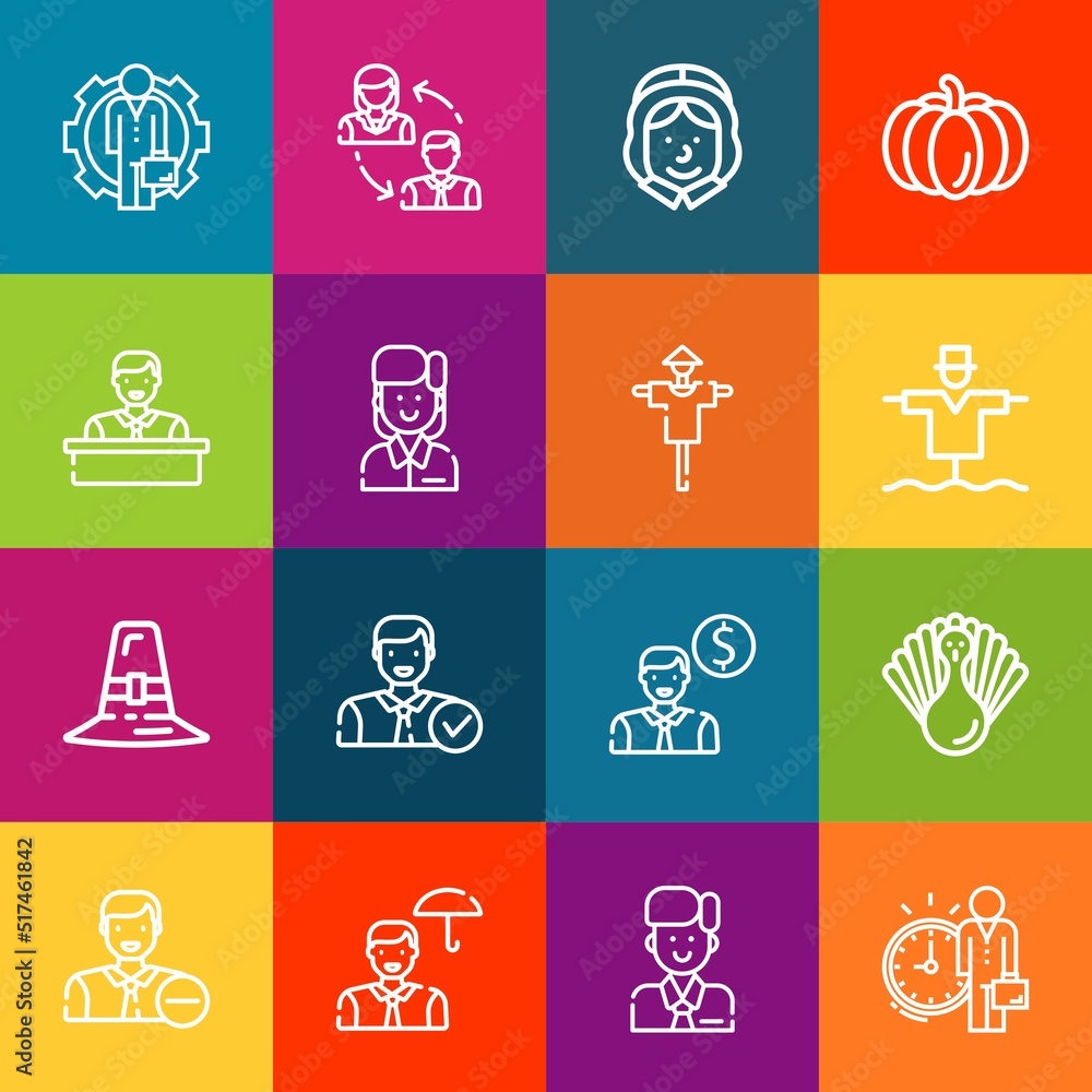 Poster modern thin line icons set of thank elements. premium quality outline symbol collection. simple mono