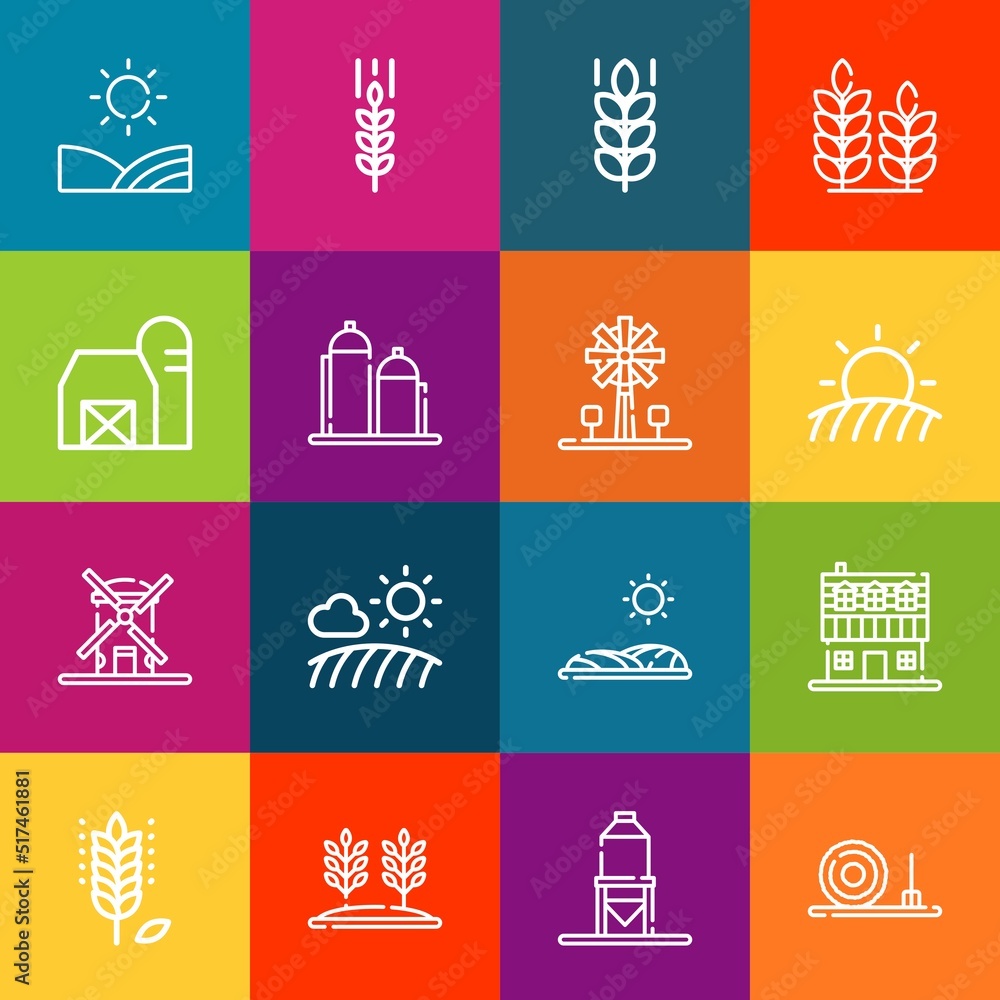 Aufkleber modern thin line icons set of farmland elements. premium quality outline symbol collection. simple m