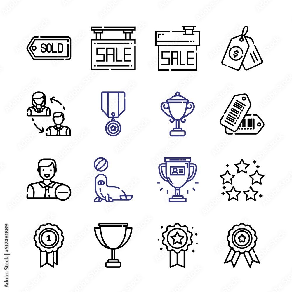 Poster best icon set with line icons. modern thin line style. suitable for web and mobile icon. vector illu
