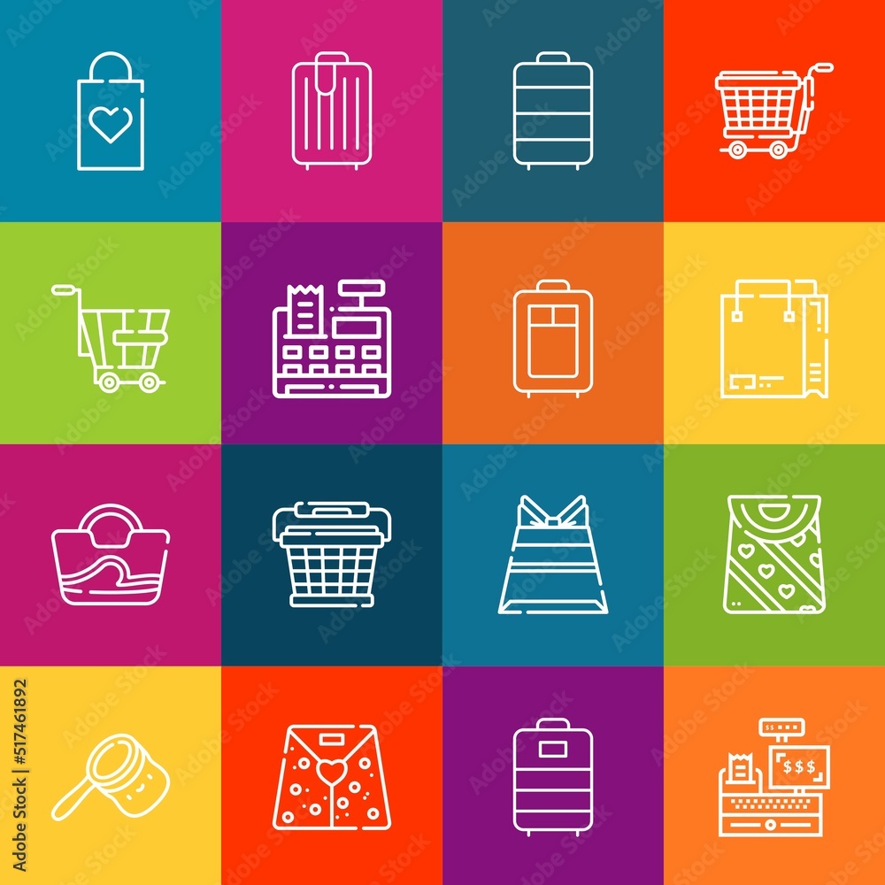 Poster modern thin line icons set of consumerism elements. premium quality outline symbol collection. simpl