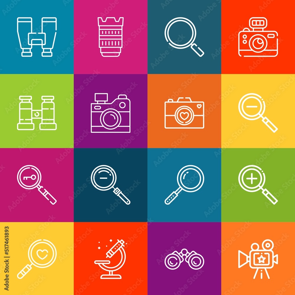 Poster modern thin line icons set of zoom elements. premium quality outline symbol collection. simple mono 