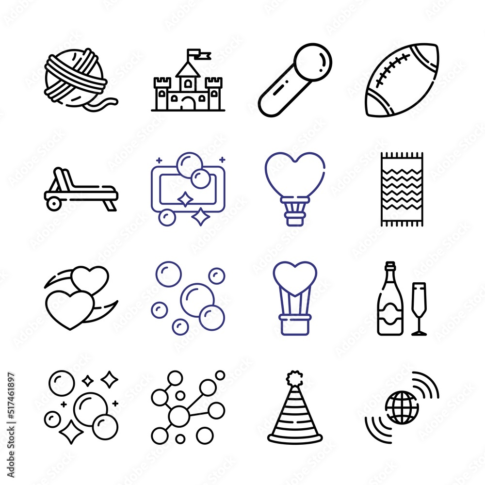 Poster ball icon set with line icons. modern thin line style. suitable for web and mobile icon. vector illu