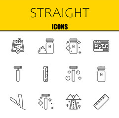 straight vector line icons set. street map, electric razor and electric razor Icons. Thin line design. Modern outline graphic elements, simple stroke symbols stock illustration