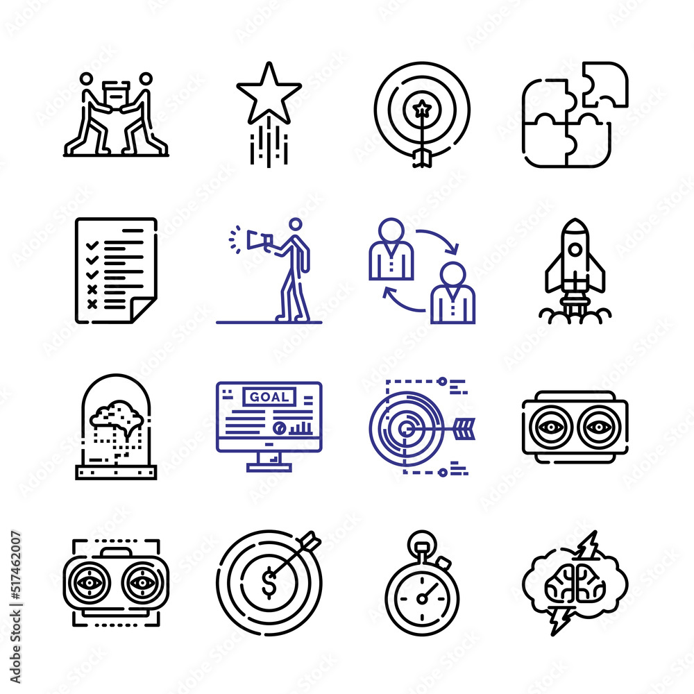 Poster solution icon set with line icons. modern thin line style. suitable for web and mobile icon. vector 