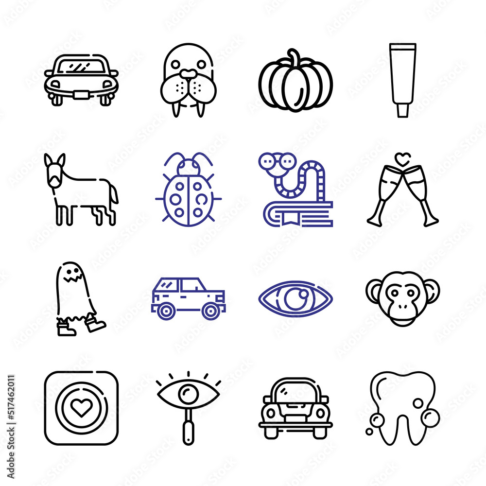 Poster smile icon set with line icons. modern thin line style. suitable for web and mobile icon. vector ill