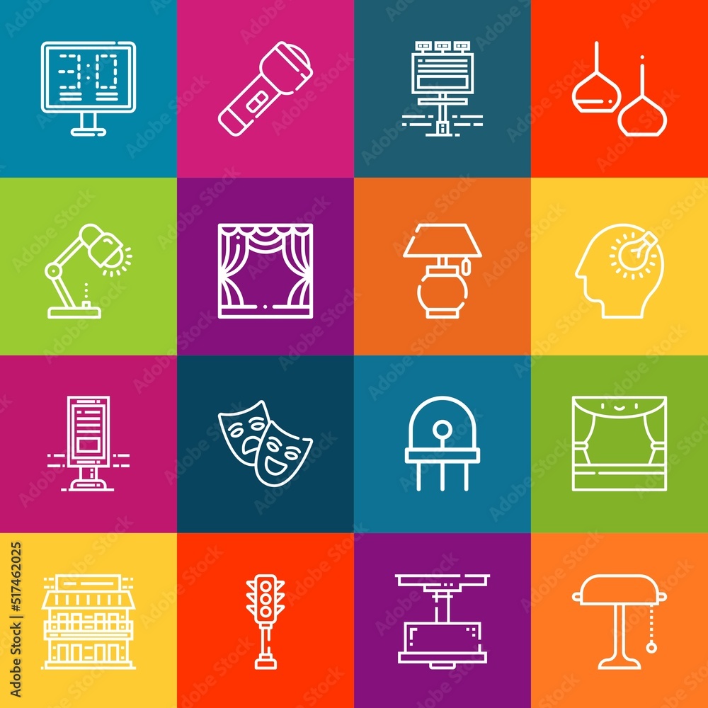 Poster modern thin line icons set of illuminate elements. premium quality outline symbol collection. simple