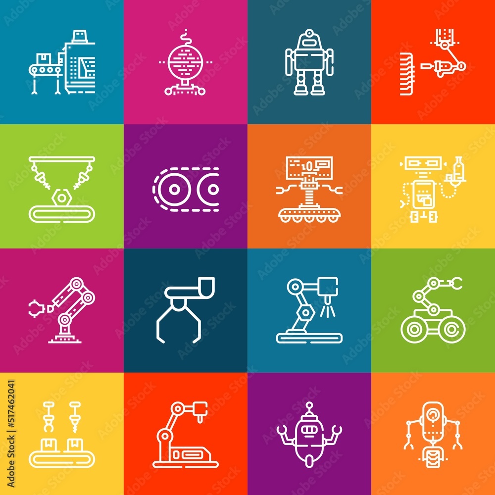 Poster modern thin line icons set of automated elements. premium quality outline symbol collection. simple 