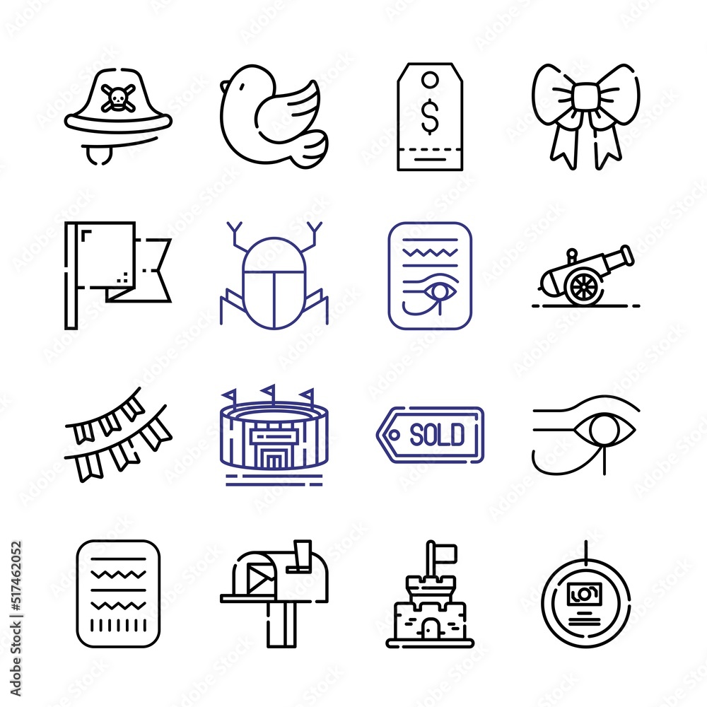 Poster flag icon set with line icons. modern thin line style. suitable for web and mobile icon. vector illu