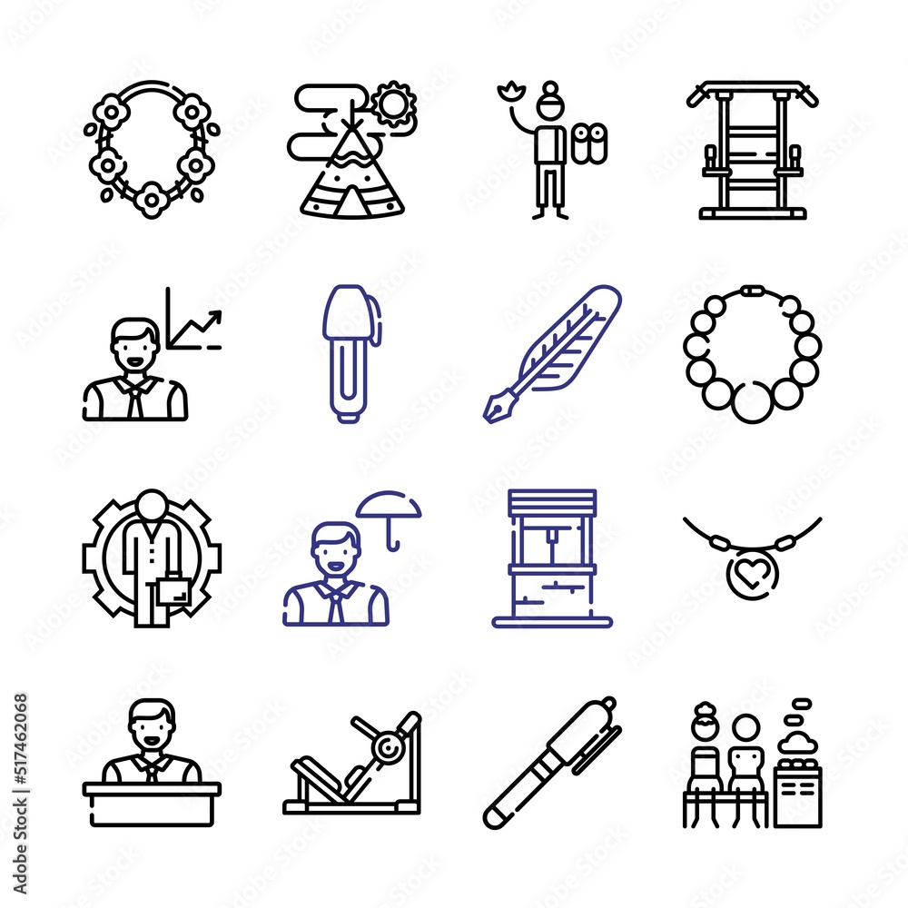 Poster well icon set with line icons. modern thin line style. suitable for web and mobile icon. vector illu