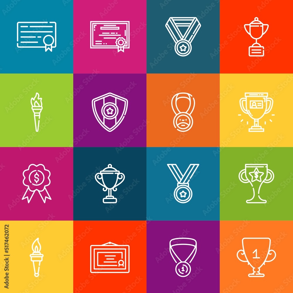 Aufkleber modern thin line icons set of honor elements. premium quality outline symbol collection. simple mono