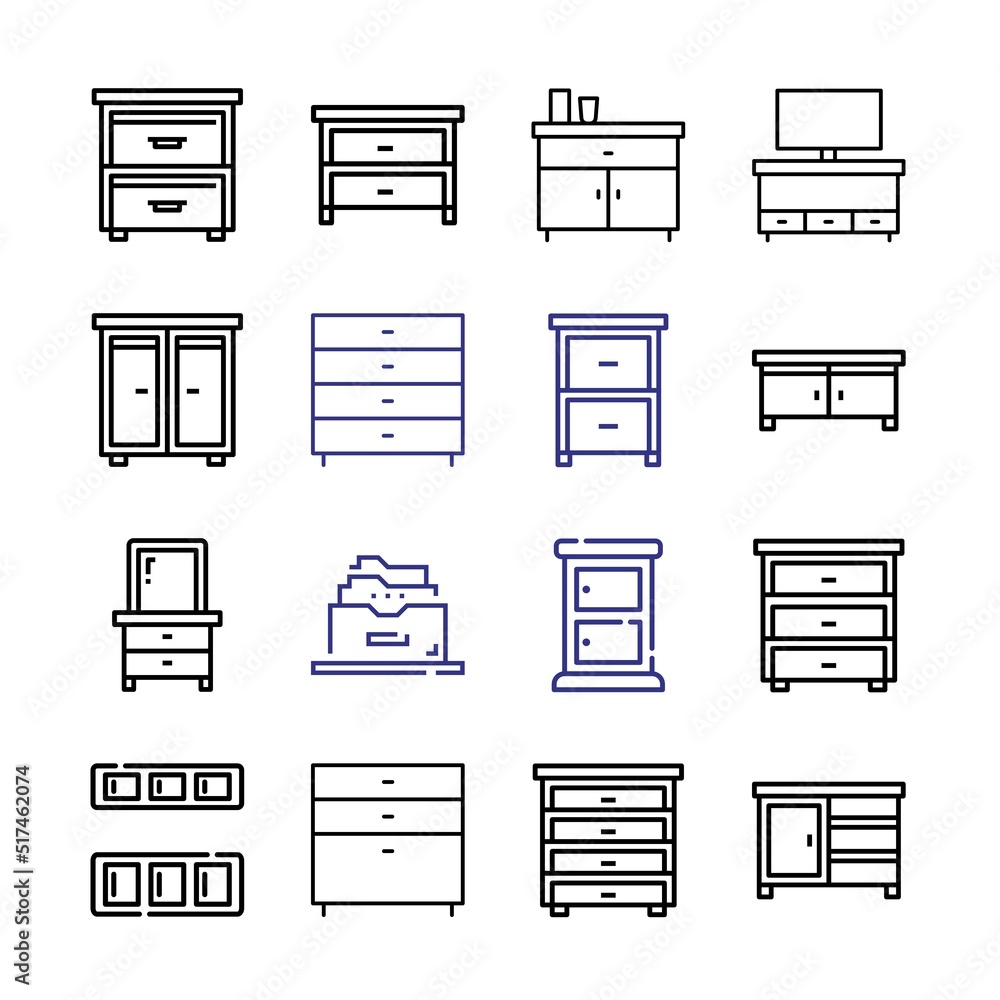 Poster drawer icon set with line icons. modern thin line style. suitable for web and mobile icon. vector il