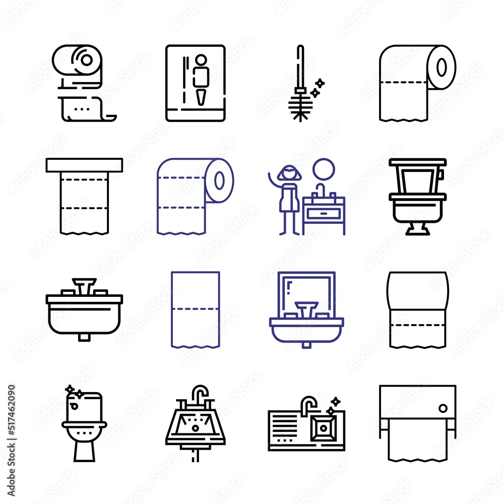 Poster restroom icon set with line icons. modern thin line style. suitable for web and mobile icon. vector 