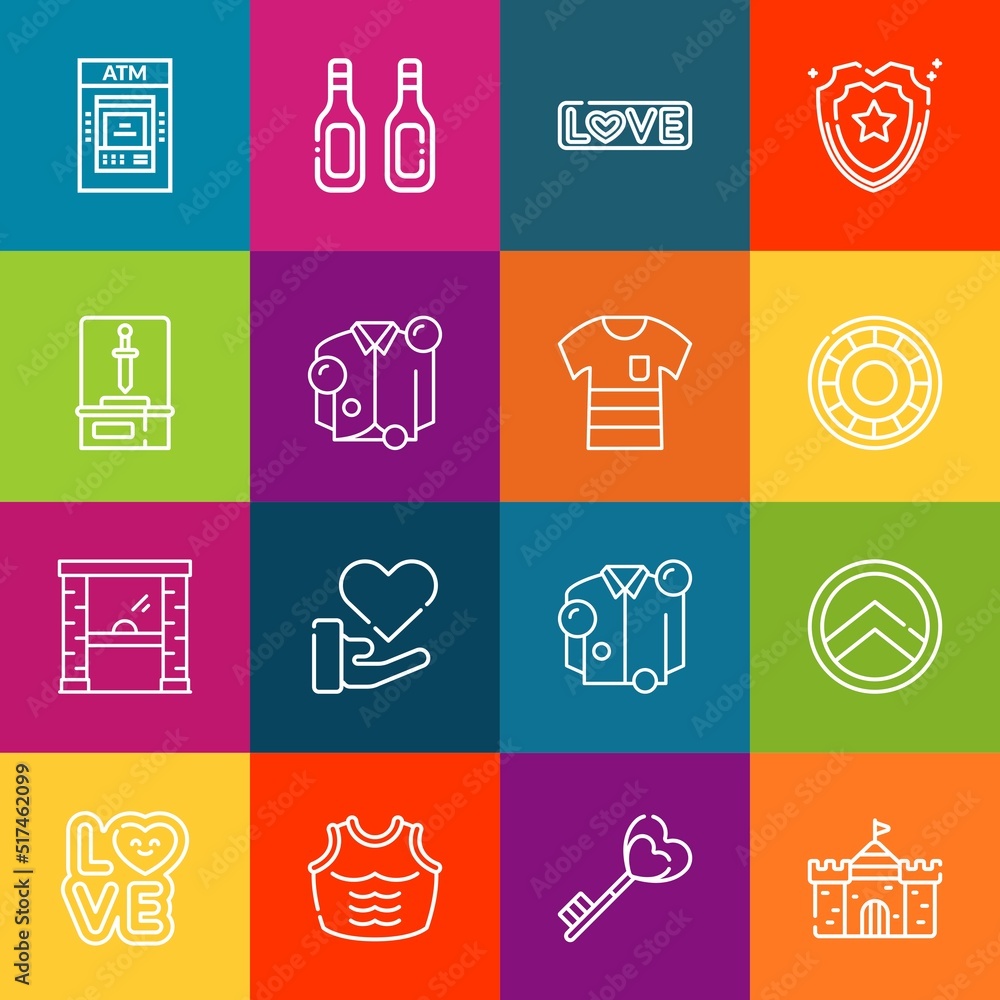 Poster modern thin line icons set of word elements. premium quality outline symbol collection. simple mono 