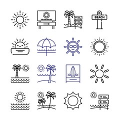sunny Icon Set with line icons. Modern Thin Line Style. Suitable for Web and Mobile Icon. Vector illustration EPS 10.