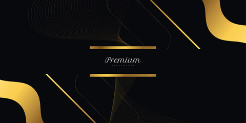Luxury Black and Gold Background with Wavy Gold Lines. Premium Black and Gold Background for Award, Nomination, Ceremony, Formal Invitation or Certificate Design