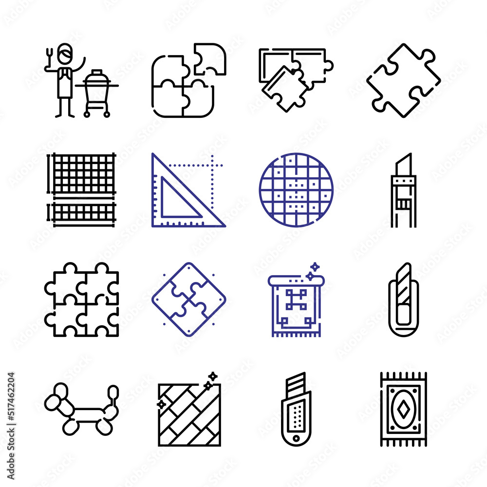Poster mosaic icon set with line icons. modern thin line style. suitable for web and mobile icon. vector il
