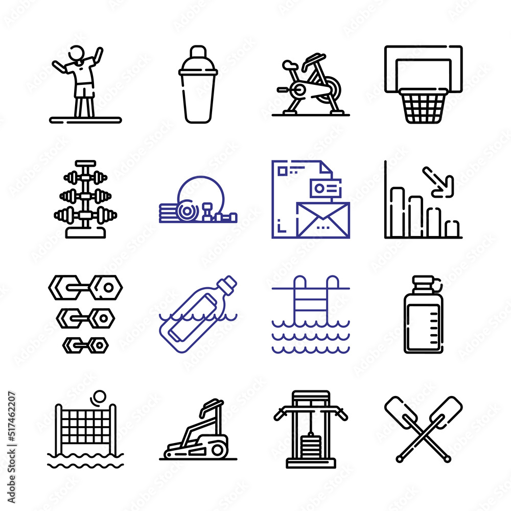 Aufkleber fitness icon set with line icons. modern thin line style. suitable for web and mobile icon. vector i