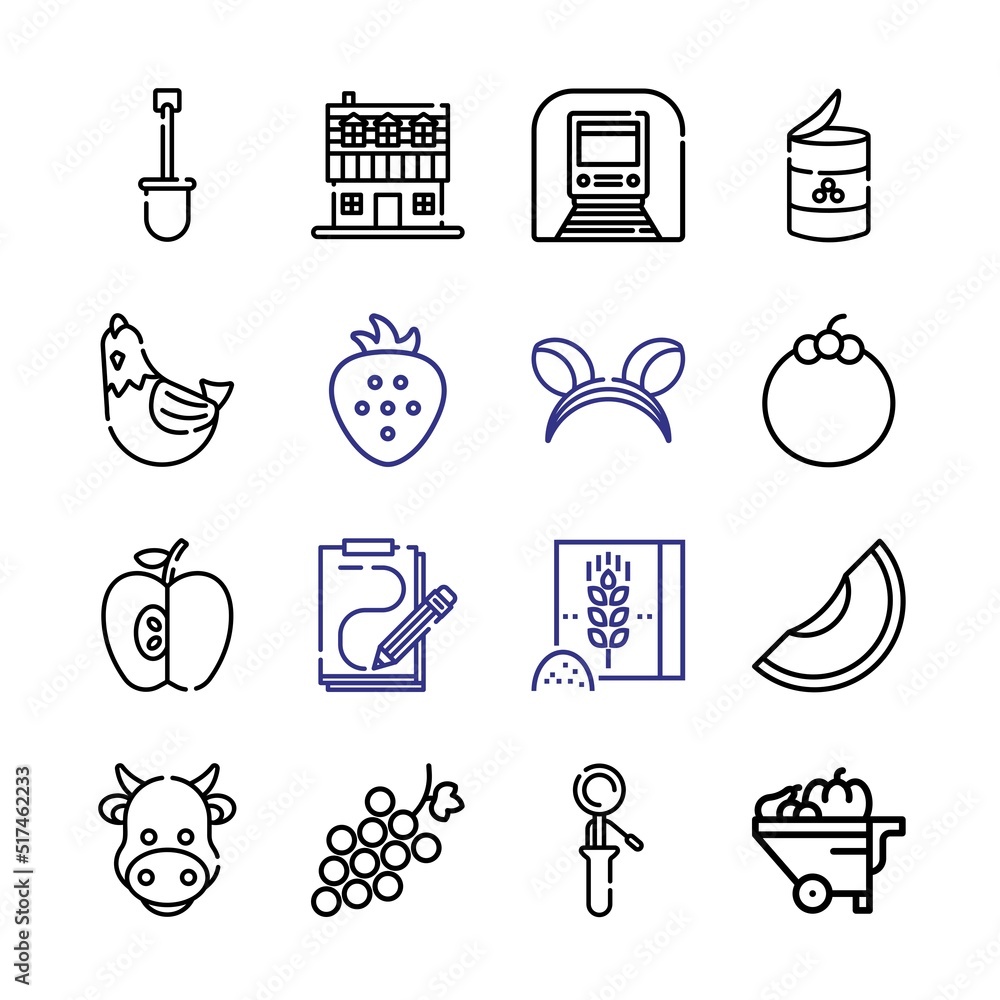 Poster agriculture icon set with line icons. modern thin line style. suitable for web and mobile icon. vect