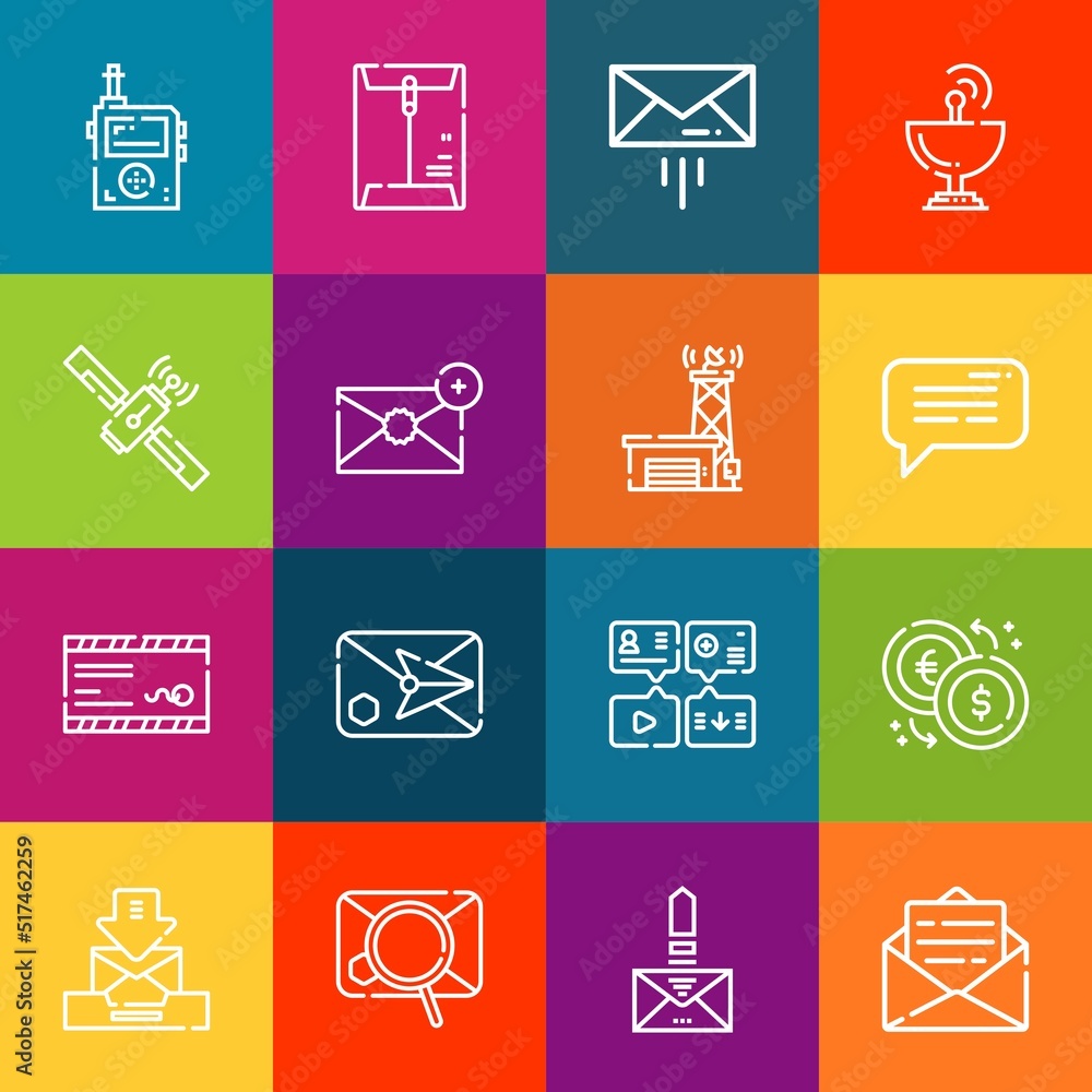 Poster modern thin line icons set of receive elements. premium quality outline symbol collection. simple mo
