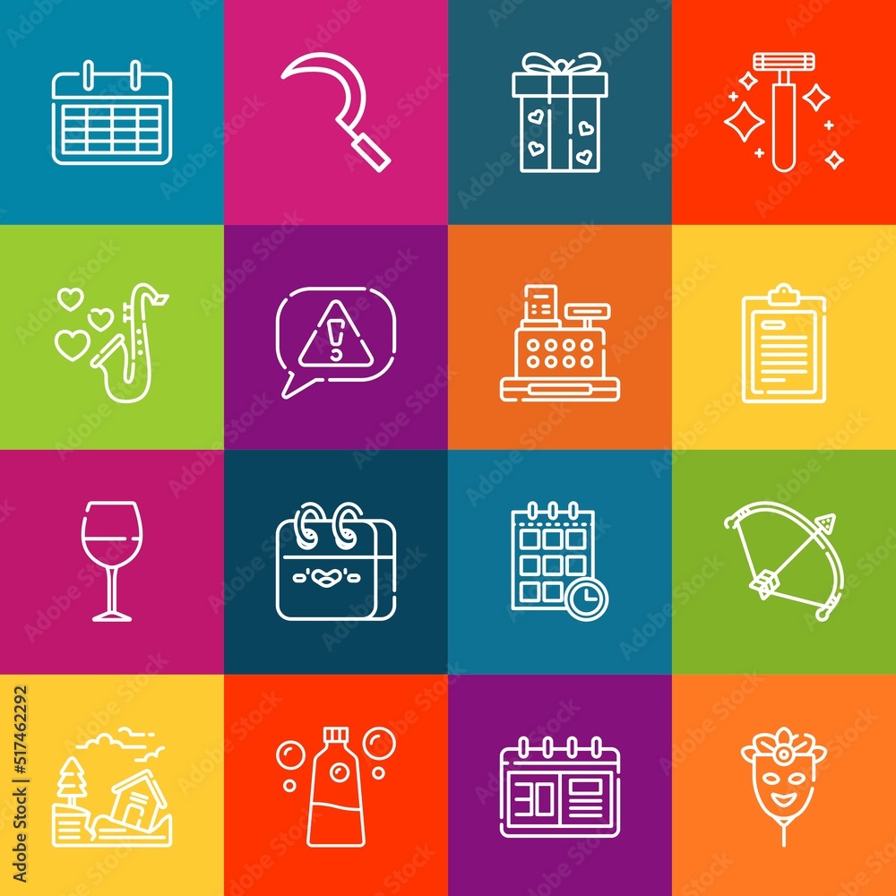 Aufkleber modern thin line icons set of event elements. premium quality outline symbol collection. simple mono
