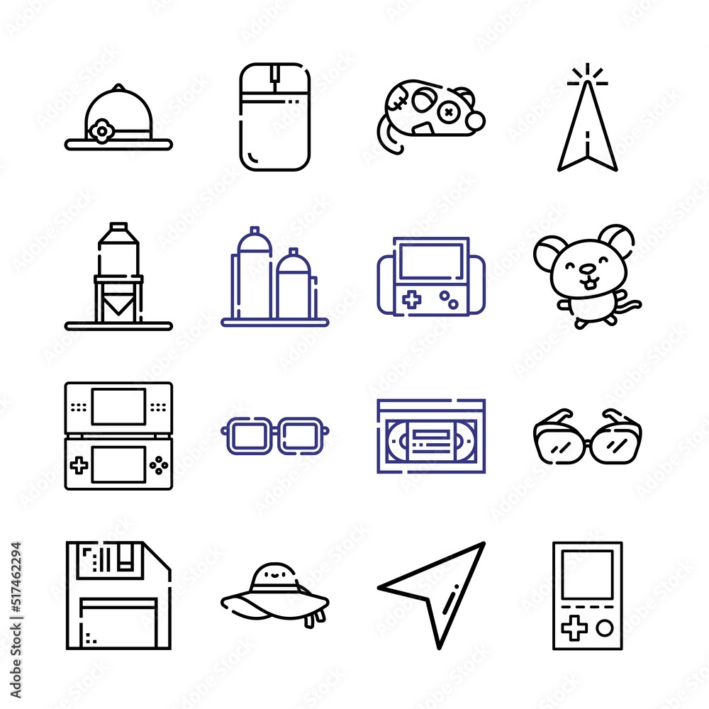 Poster pixel icon set with line icons. modern thin line style. suitable for web and mobile icon. vector ill