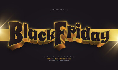 Black Friday Text Style in Black and Gold with 3D Effect