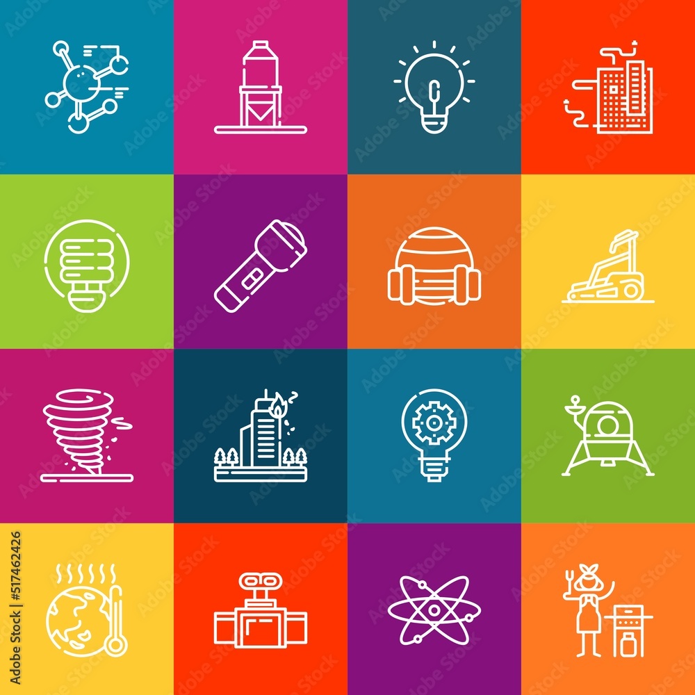 Poster modern thin line icons set of energy elements. premium quality outline symbol collection. simple mon