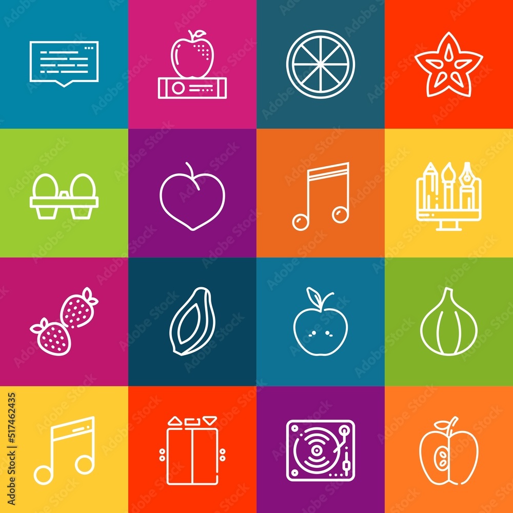 Poster modern thin line icons set of half elements. premium quality outline symbol collection. simple mono 