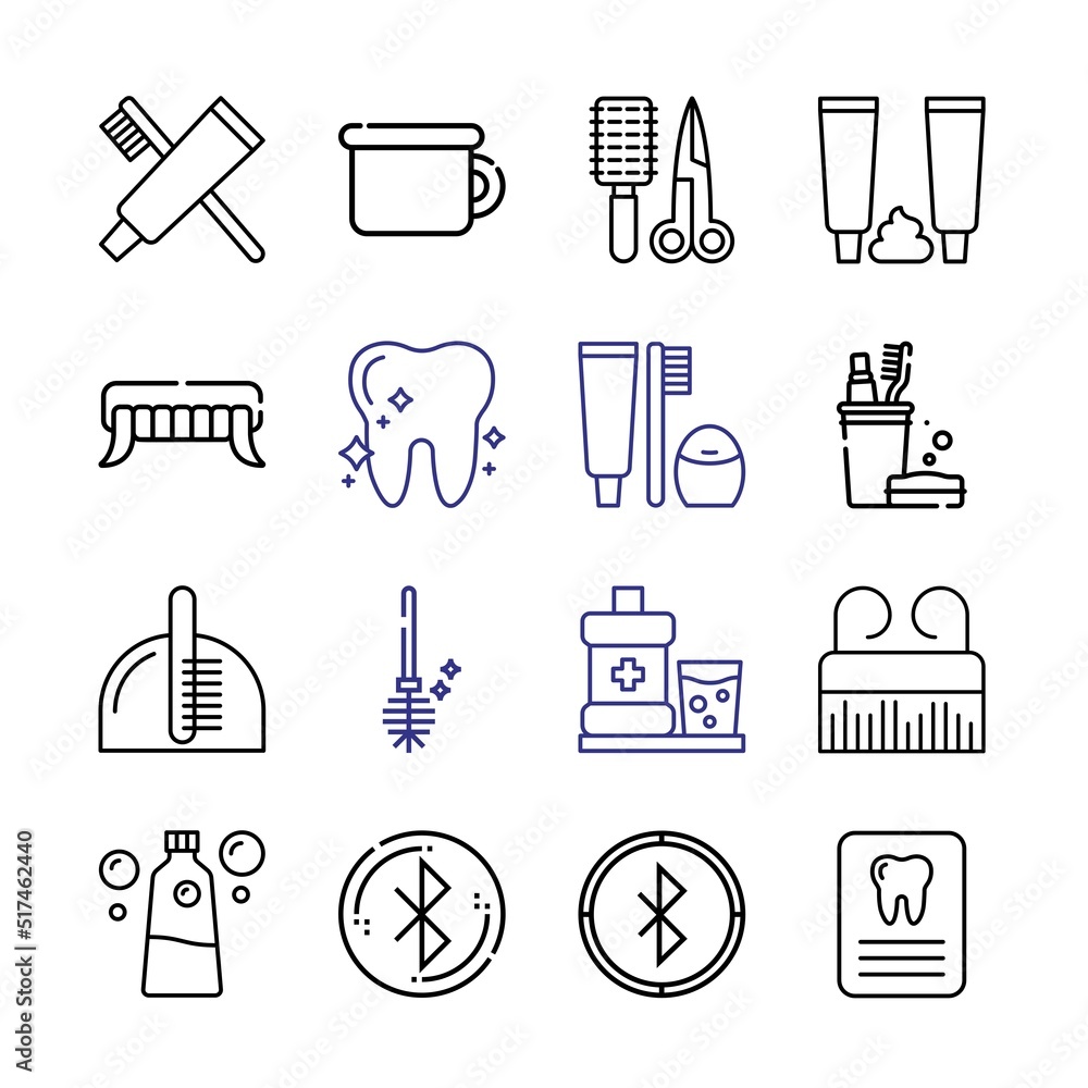 Poster tooth icon set with line icons. modern thin line style. suitable for web and mobile icon. vector ill