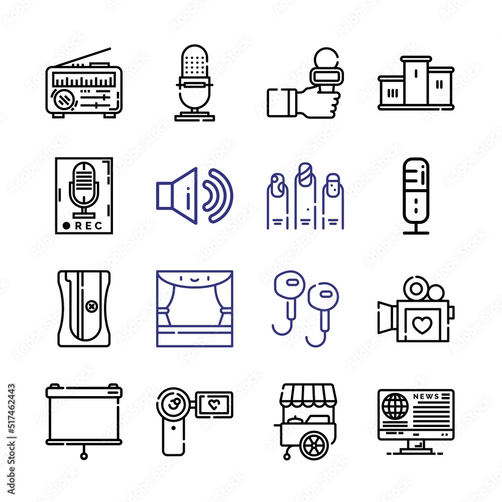 Poster studio icon set with line icons. modern thin line style. suitable for web and mobile icon. vector il