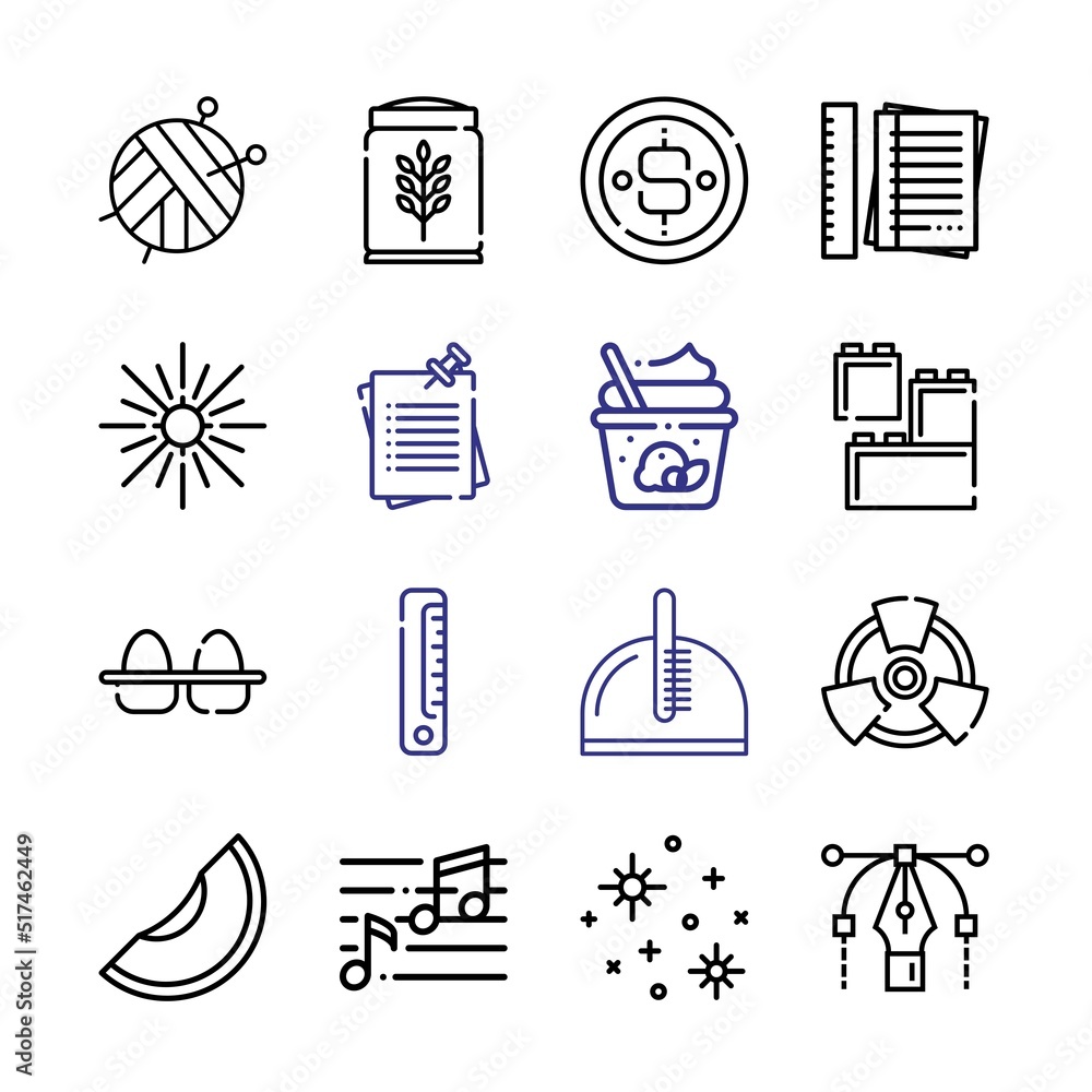 Poster yellow icon set with line icons. modern thin line style. suitable for web and mobile icon. vector il