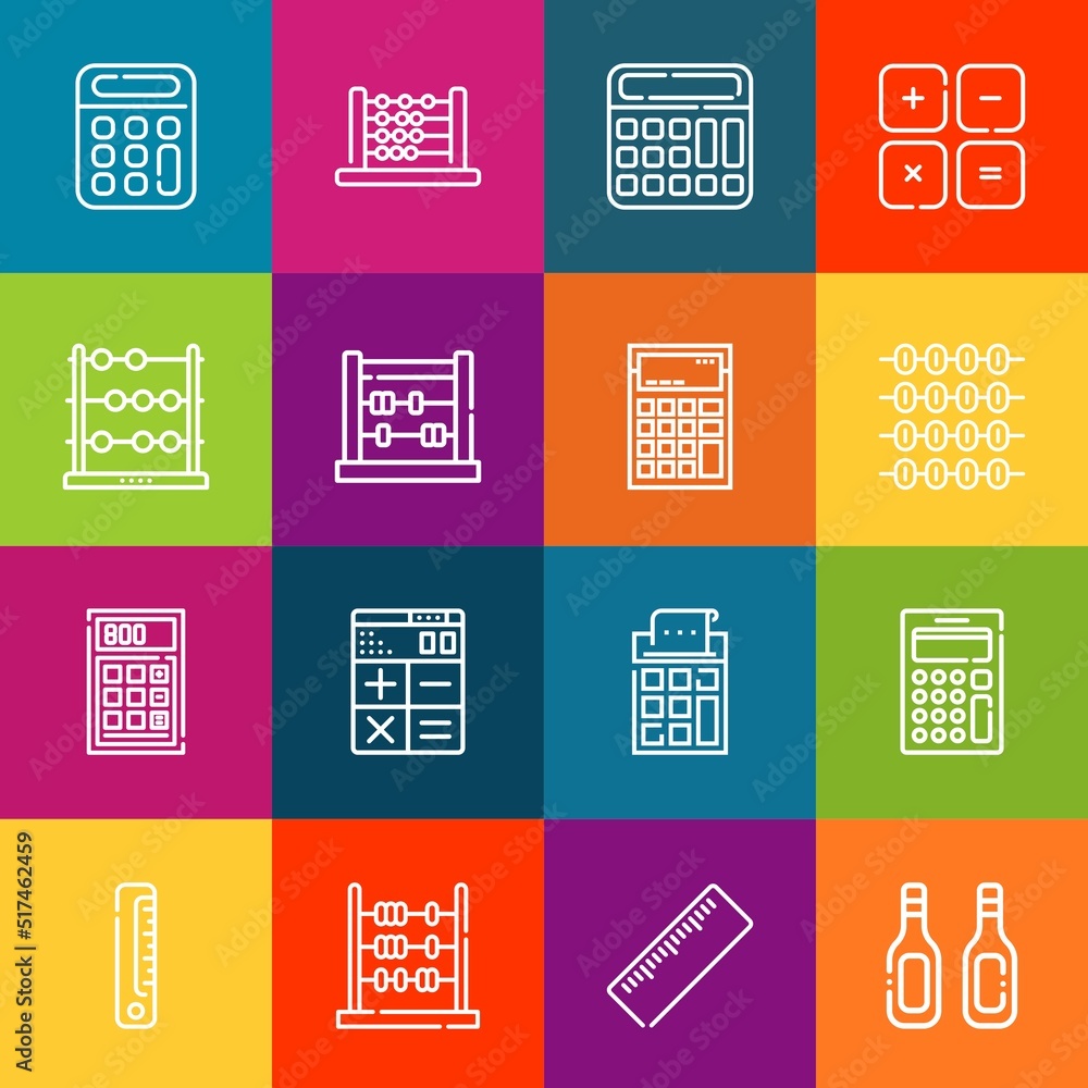 Poster modern thin line icons set of mathematics elements. premium quality outline symbol collection. simpl