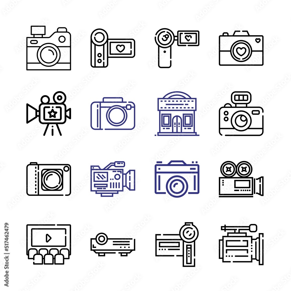 Aufkleber projector icon set with line icons. modern thin line style. suitable for web and mobile icon. vector