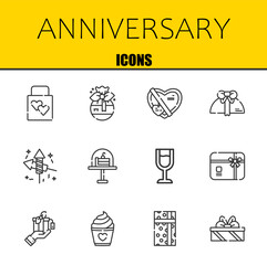 anniversary vector line icons set. wedding gift, gift and gift Icons. Thin line design. Modern outline graphic elements, simple stroke symbols stock illustration