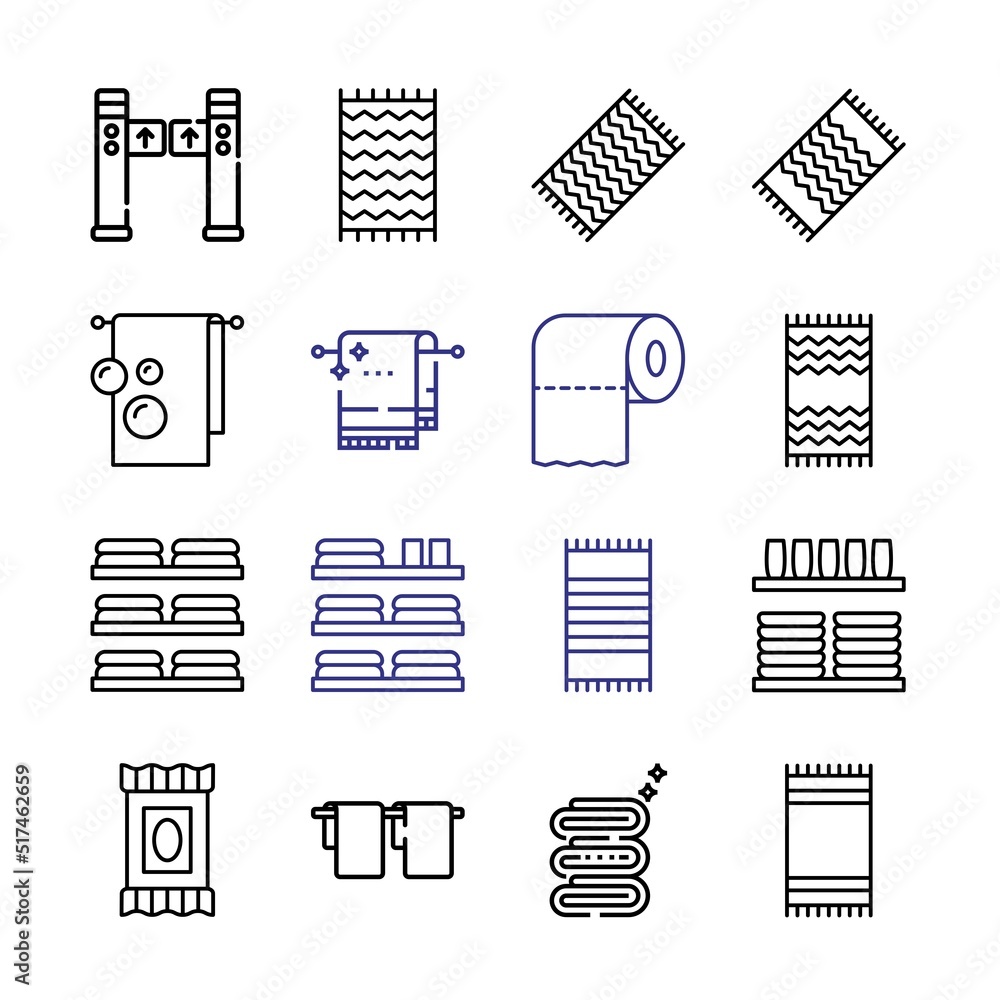 Poster towel icon set with line icons. modern thin line style. suitable for web and mobile icon. vector ill