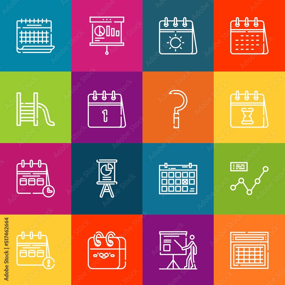 Aufkleber modern thin line icons set of annual elements. premium quality outline symbol collection. simple mon