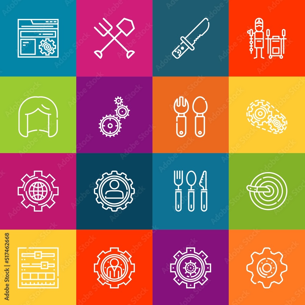 Poster modern thin line icons set of setting elements. premium quality outline symbol collection. simple mo