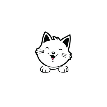 logo illustration depicting a beautiful and cute cat, suitable for pet companies