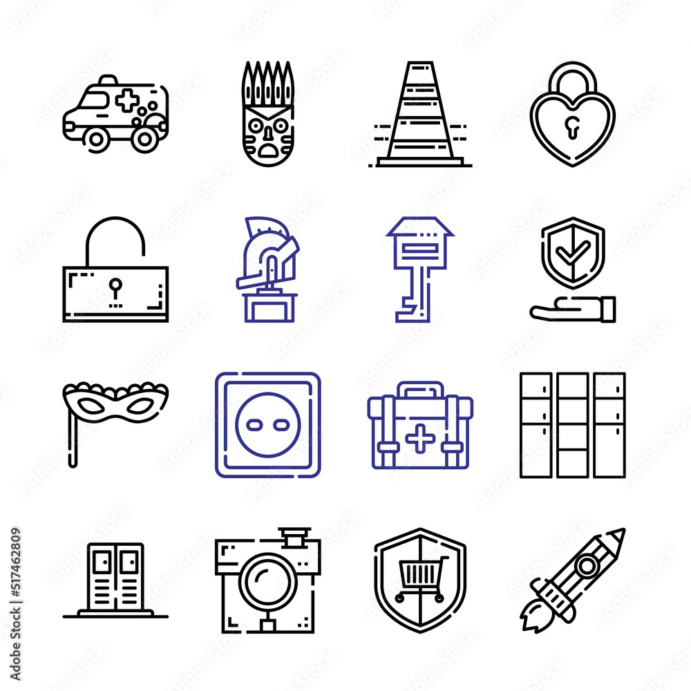 Aufkleber safety icon set with line icons. modern thin line style. suitable for web and mobile icon. vector il