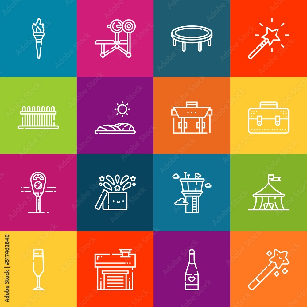 Poster modern thin line icons set of park elements. premium quality outline symbol collection. simple mono 