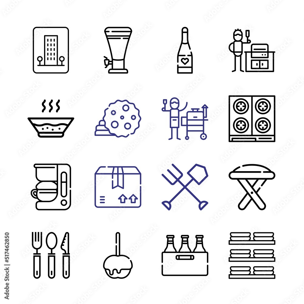 Poster restaurant icon set with line icons. modern thin line style. suitable for web and mobile icon. vecto