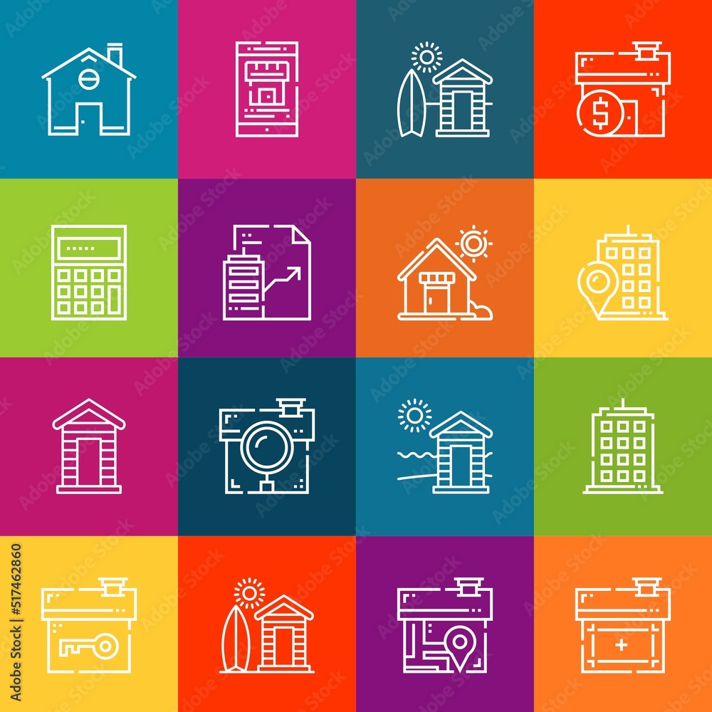Poster modern thin line icons set of estate elements. premium quality outline symbol collection. simple mon